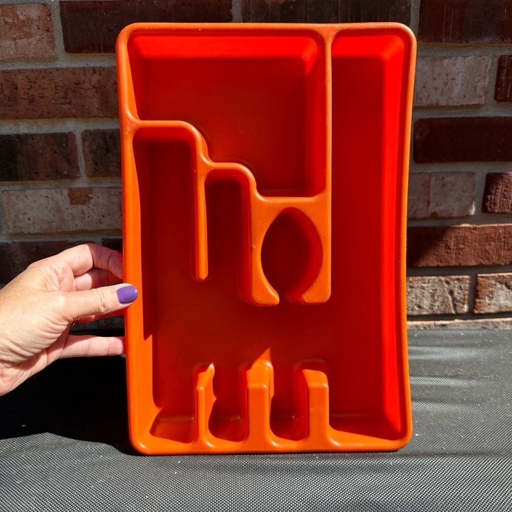 Rubbermaid Harvest Orange Silverware Flatware Utensil Holder Tray #2921 Vintage